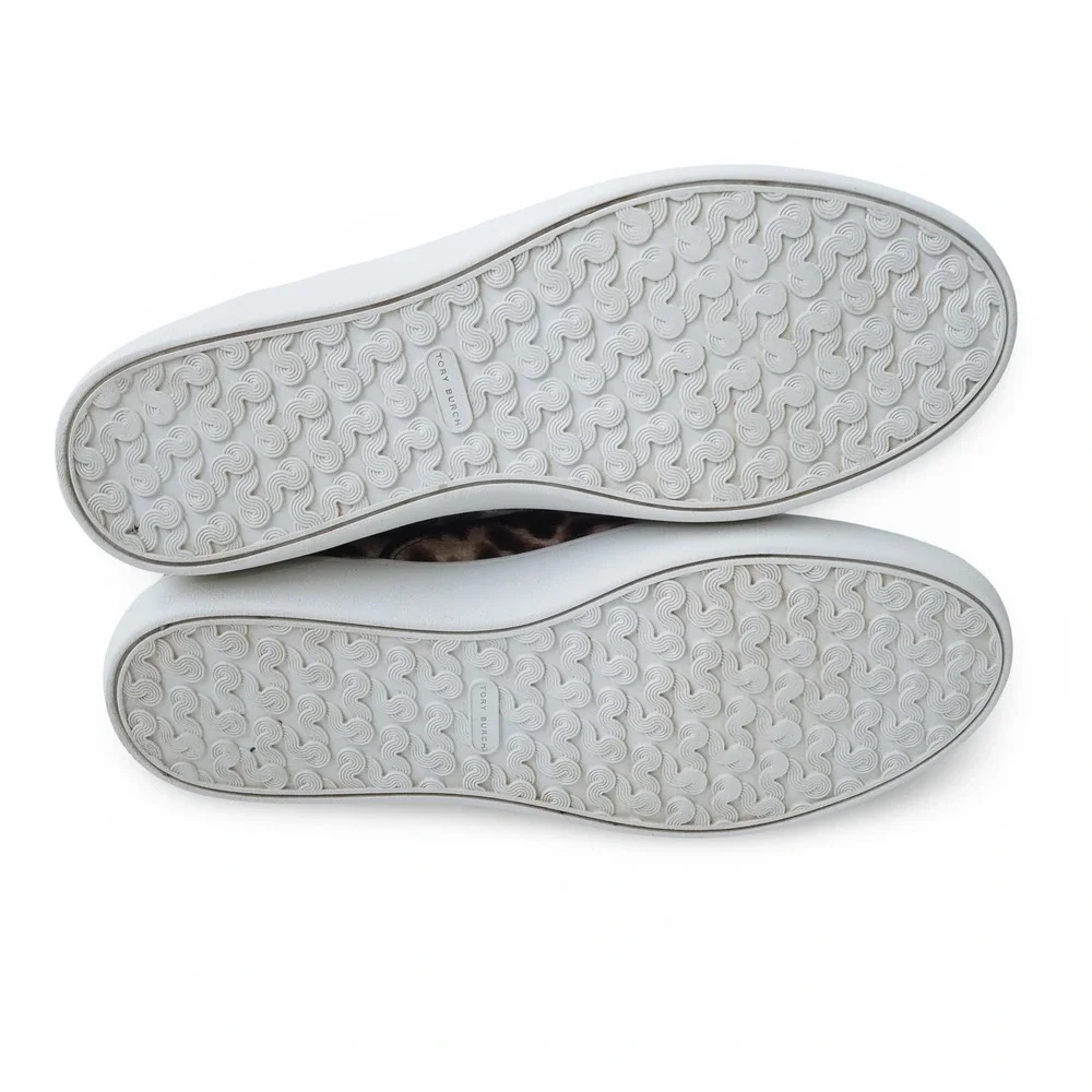 Tory Burch Leopard Print Calf Hair Slip-on Sneakers Womens 8.5M Skater Shoes‎